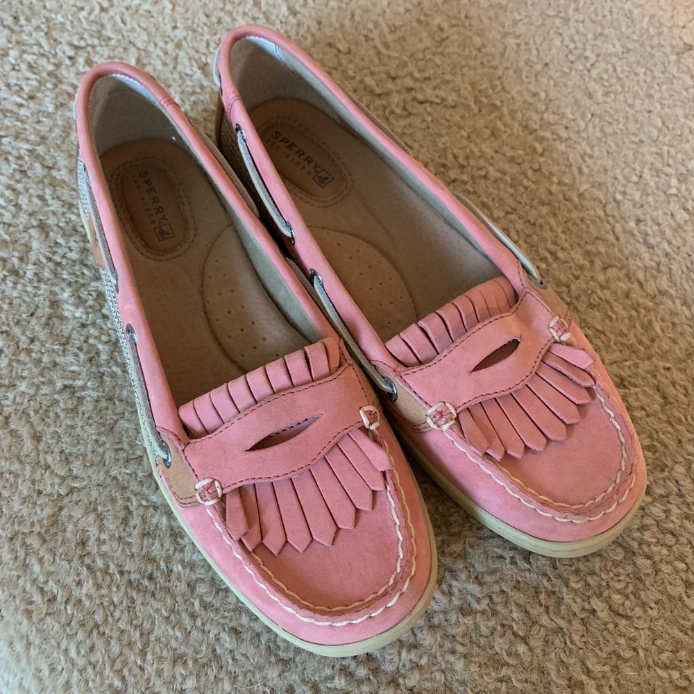 Pink Fringe Sperry Flats